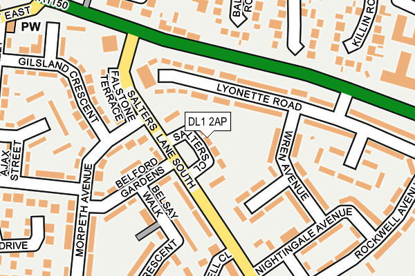 DL1 2AP map - OS OpenMap – Local (Ordnance Survey)