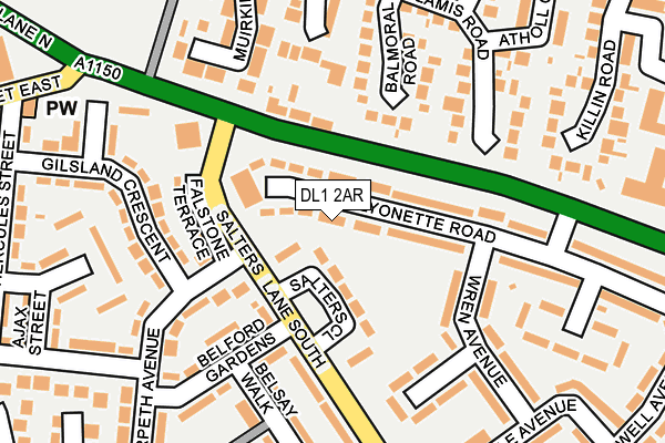 DL1 2AR map - OS OpenMap – Local (Ordnance Survey)