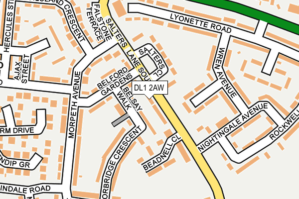 DL1 2AW map - OS OpenMap – Local (Ordnance Survey)