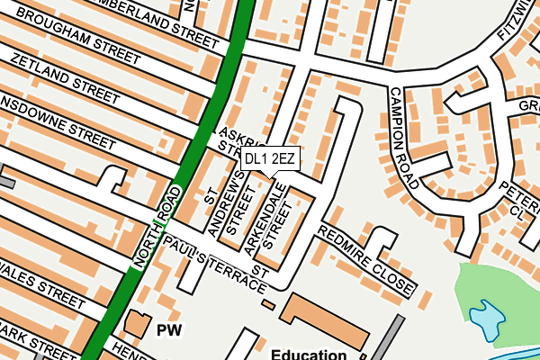 DL1 2EZ map - OS OpenMap – Local (Ordnance Survey)