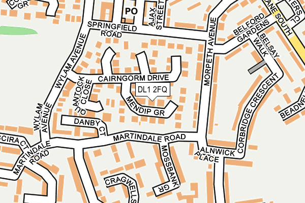 DL1 2FQ map - OS OpenMap – Local (Ordnance Survey)