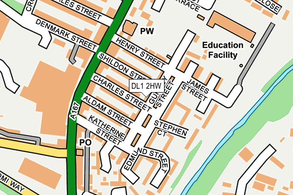 DL1 2HW map - OS OpenMap – Local (Ordnance Survey)