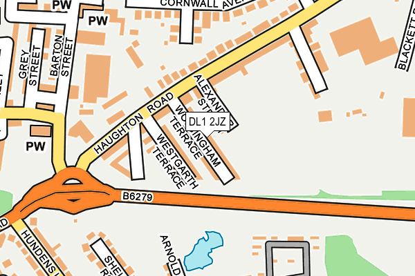 DL1 2JZ map - OS OpenMap – Local (Ordnance Survey)