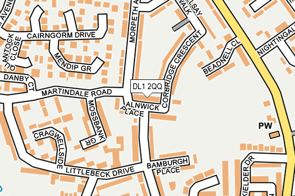 DL1 2QQ map - OS OpenMap – Local (Ordnance Survey)