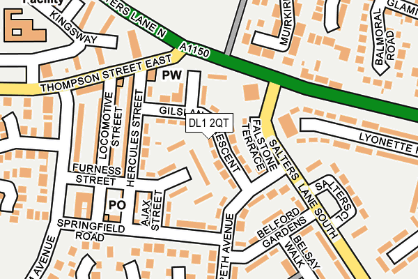 DL1 2QT map - OS OpenMap – Local (Ordnance Survey)