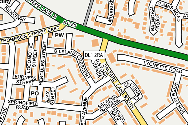 DL1 2RA map - OS OpenMap – Local (Ordnance Survey)