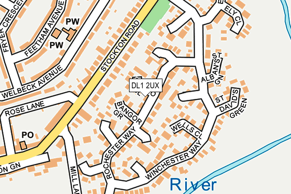 DL1 2UX map - OS OpenMap – Local (Ordnance Survey)