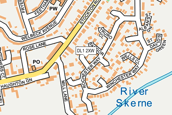 DL1 2XW map - OS OpenMap – Local (Ordnance Survey)