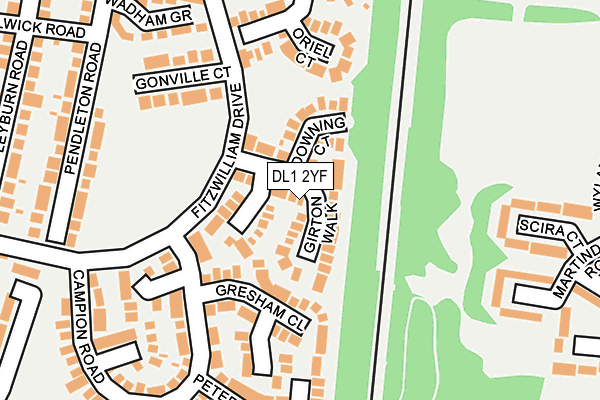 DL1 2YF map - OS OpenMap – Local (Ordnance Survey)