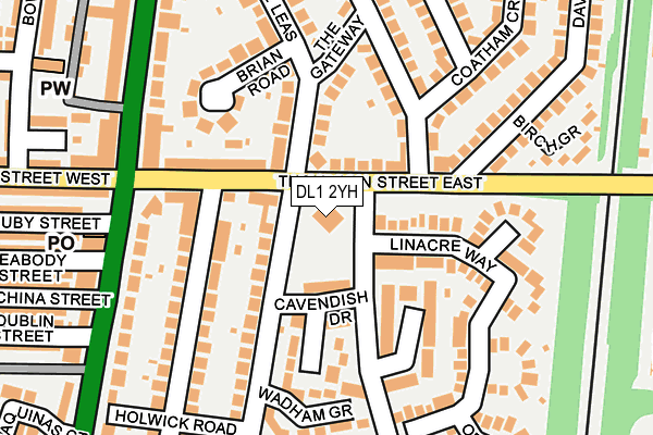 DL1 2YH map - OS OpenMap – Local (Ordnance Survey)