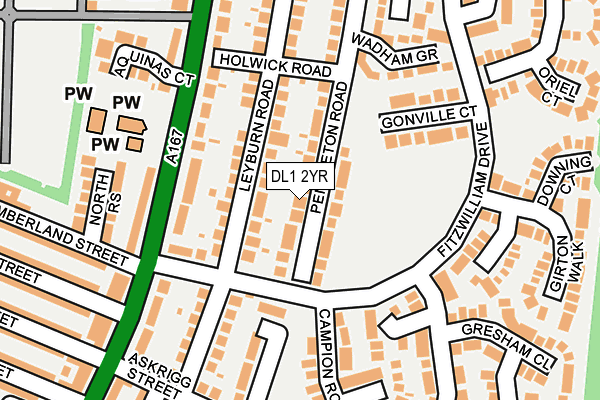 DL1 2YR map - OS OpenMap – Local (Ordnance Survey)