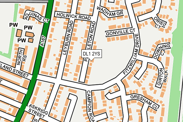 DL1 2YS map - OS OpenMap – Local (Ordnance Survey)