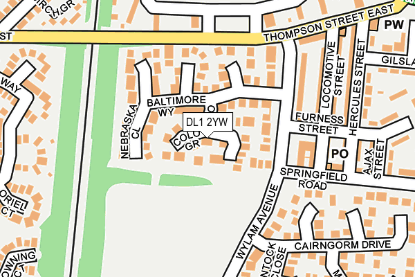DL1 2YW map - OS OpenMap – Local (Ordnance Survey)