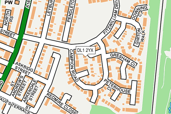 DL1 2YX map - OS OpenMap – Local (Ordnance Survey)