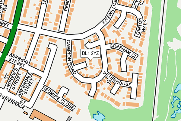 DL1 2YZ map - OS OpenMap – Local (Ordnance Survey)