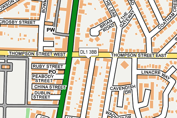 DL1 3BB map - OS OpenMap – Local (Ordnance Survey)