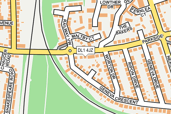 DL1 4JZ map - OS OpenMap – Local (Ordnance Survey)