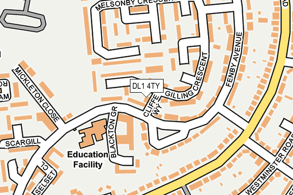 DL1 4TY map - OS OpenMap – Local (Ordnance Survey)