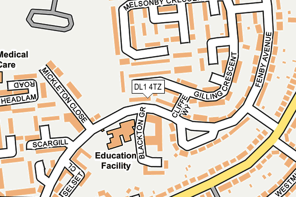 DL1 4TZ map - OS OpenMap – Local (Ordnance Survey)