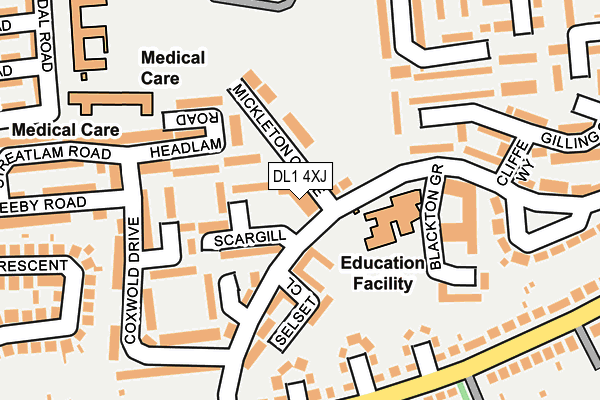 DL1 4XJ map - OS OpenMap – Local (Ordnance Survey)