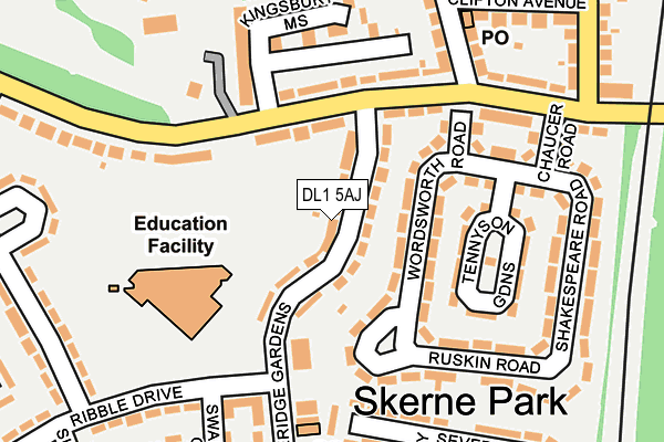 DL1 5AJ map - OS OpenMap – Local (Ordnance Survey)