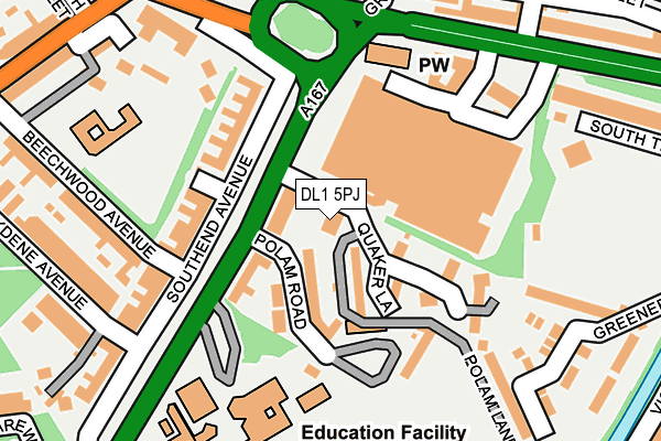 DL1 5PJ map - OS OpenMap – Local (Ordnance Survey)