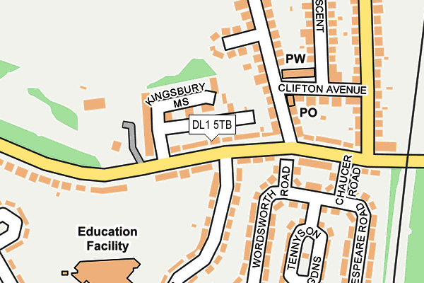 DL1 5TB map - OS OpenMap – Local (Ordnance Survey)