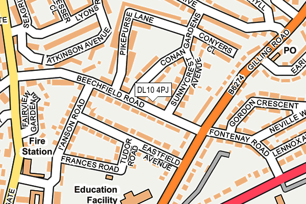 DL10 4PJ map - OS OpenMap – Local (Ordnance Survey)