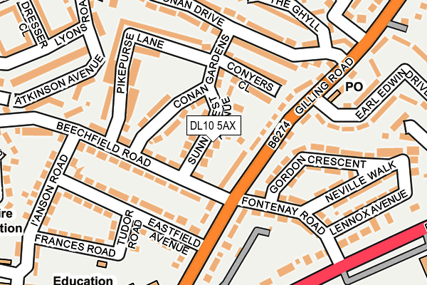 DL10 5AX map - OS OpenMap – Local (Ordnance Survey)