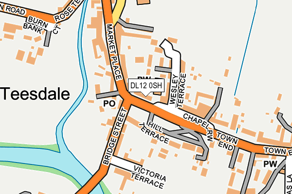DL12 0SH map - OS OpenMap – Local (Ordnance Survey)