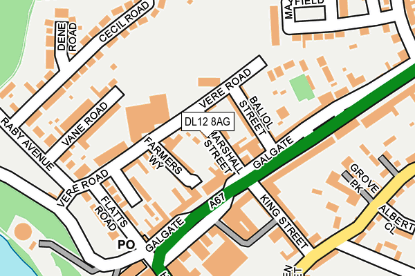 DL12 8AG map - OS OpenMap – Local (Ordnance Survey)