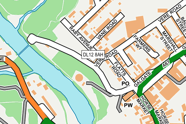 DL12 8AH map - OS OpenMap – Local (Ordnance Survey)