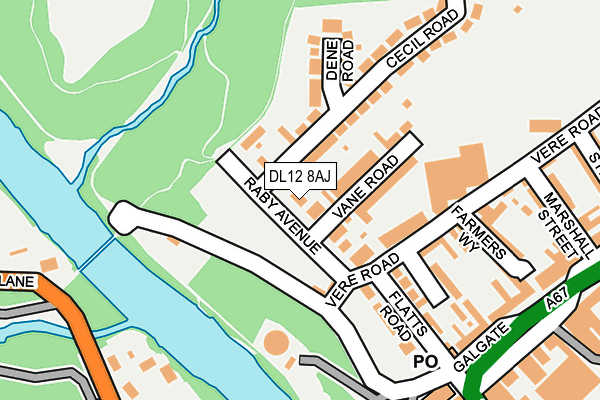DL12 8AJ map - OS OpenMap – Local (Ordnance Survey)