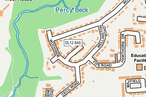 DL12 8AS map - OS OpenMap – Local (Ordnance Survey)