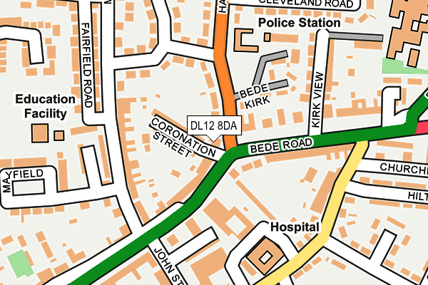 DL12 8DA map - OS OpenMap – Local (Ordnance Survey)