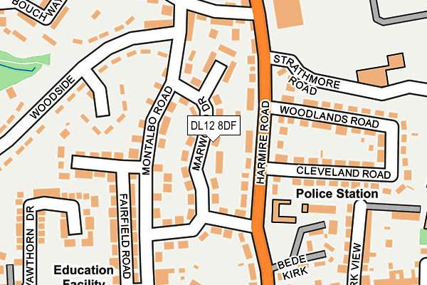 DL12 8DF map - OS OpenMap – Local (Ordnance Survey)