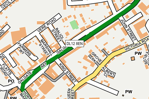 DL12 8EN map - OS OpenMap – Local (Ordnance Survey)