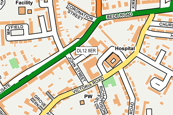 DL12 8ER map - OS OpenMap – Local (Ordnance Survey)