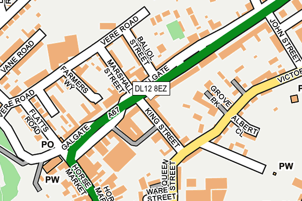 DL12 8EZ map - OS OpenMap – Local (Ordnance Survey)