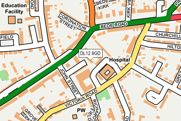 DL12 8GD map - OS OpenMap – Local (Ordnance Survey)