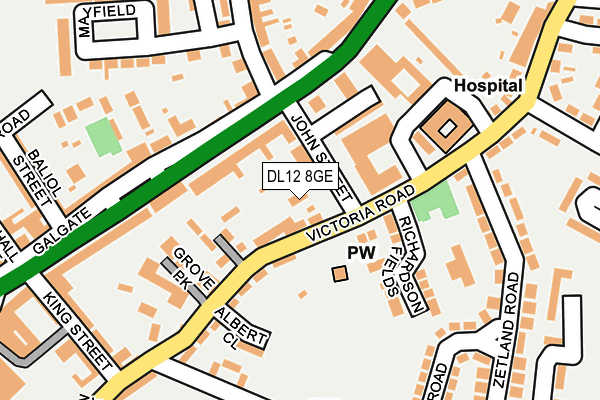 DL12 8GE map - OS OpenMap – Local (Ordnance Survey)