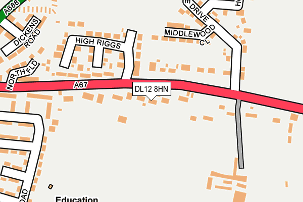DL12 8HN map - OS OpenMap – Local (Ordnance Survey)