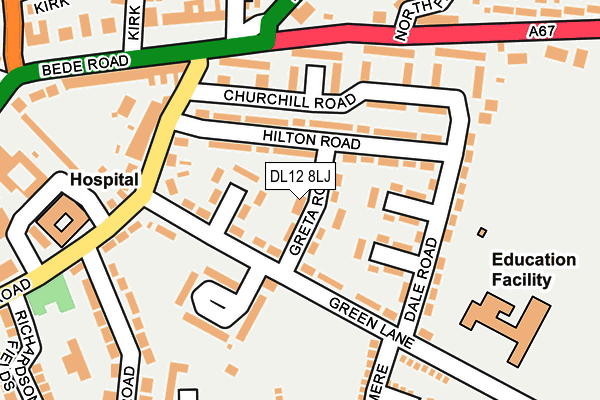 DL12 8LJ map - OS OpenMap – Local (Ordnance Survey)