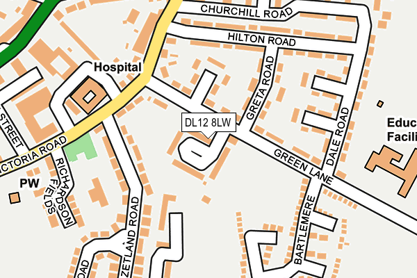 DL12 8LW map - OS OpenMap – Local (Ordnance Survey)