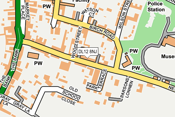 DL12 8NJ map - OS OpenMap – Local (Ordnance Survey)