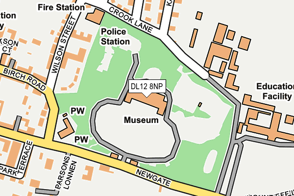 Map of THE BOWES MUSEUM (ENTERPRISES) LIMITED at local scale