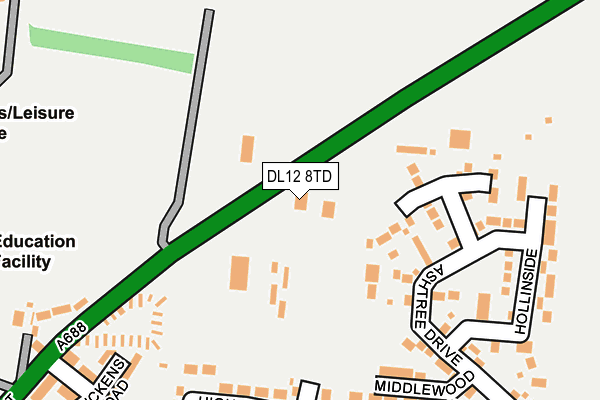 DL12 8TD map - OS OpenMap – Local (Ordnance Survey)