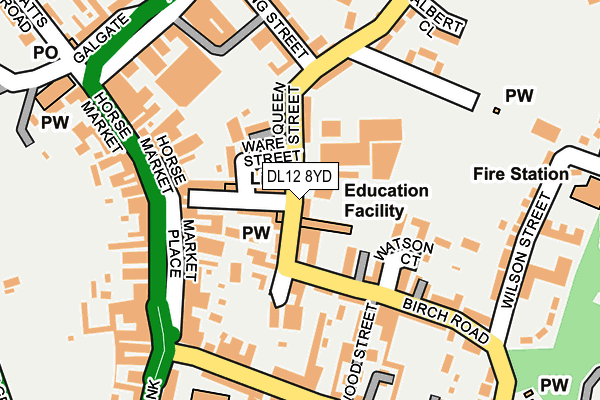 DL12 8YD map - OS OpenMap – Local (Ordnance Survey)