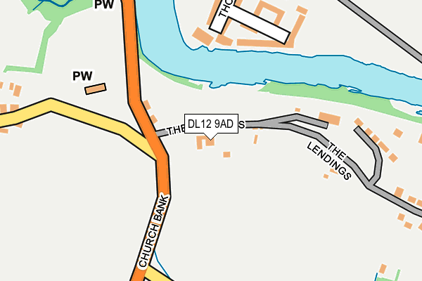 DL12 9AD map - OS OpenMap – Local (Ordnance Survey)