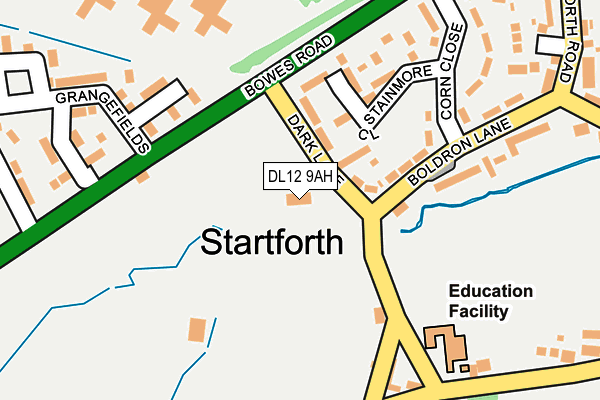 DL12 9AH map - OS OpenMap – Local (Ordnance Survey)